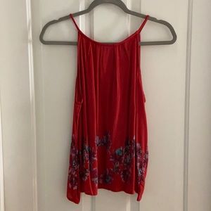 Francesca’s brand red tank top floral blouse